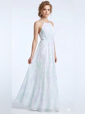 Show me your Mumu halter Maxi dress SMALL baby blue bridesmaid sleeveless